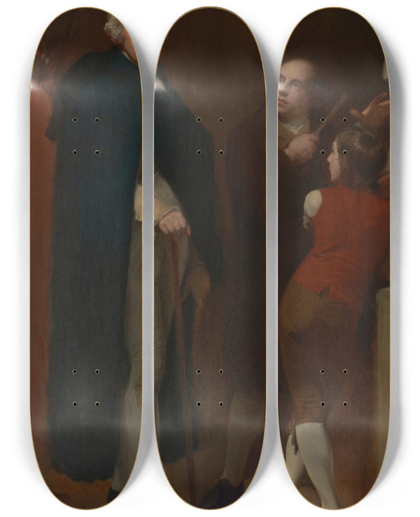 Triptych art skateboard deck of George Romney John Flaxman Modeling The Bust Of William Hayley by George Romney (1734-1802)