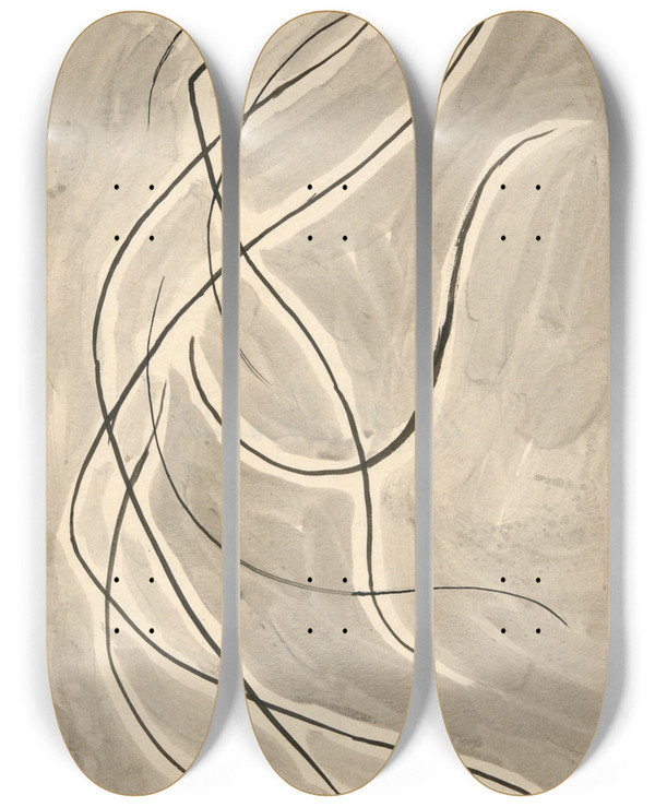 Triptych art skateboard deck of Abraham Walkowitz Dance Abstraction Isadora Duncan Or Rhythmicline_3 by Abraham Walkowitz (1878-1965)