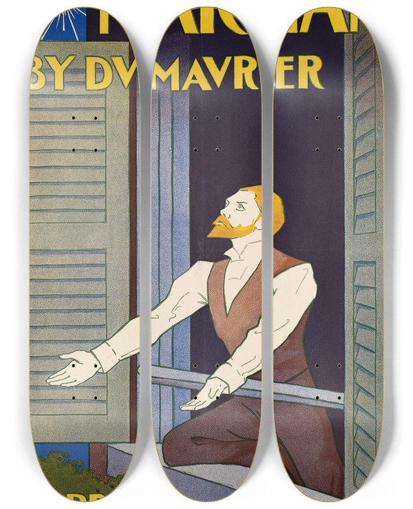 Triptych art skateboard deck of Edward Penfield The Martian by Edward Penfield (1866-1925)