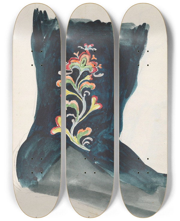 Triptych art skateboard deck of Adolph Tidemand Strmpe Heddal by Adolph Tidemand (1814-1876)