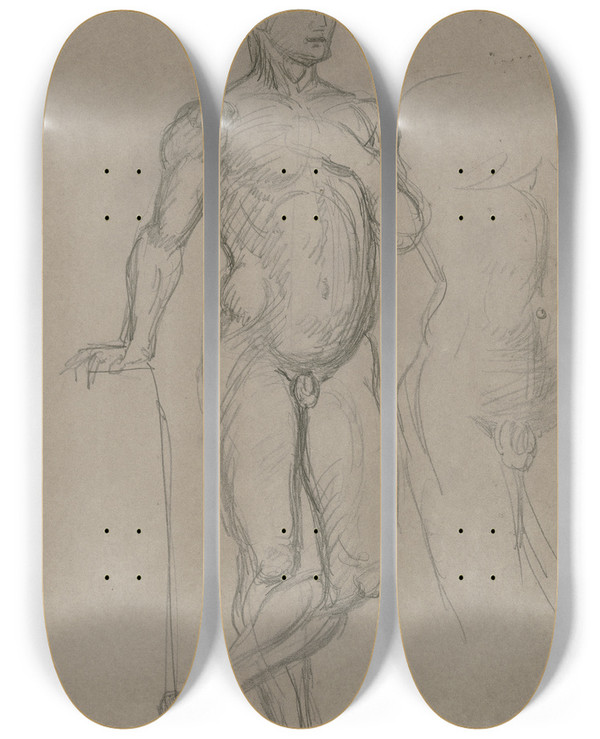 Triptych art skateboard deck of Hans Von Mares The Runner by Hans Von Marees (1837-1887)