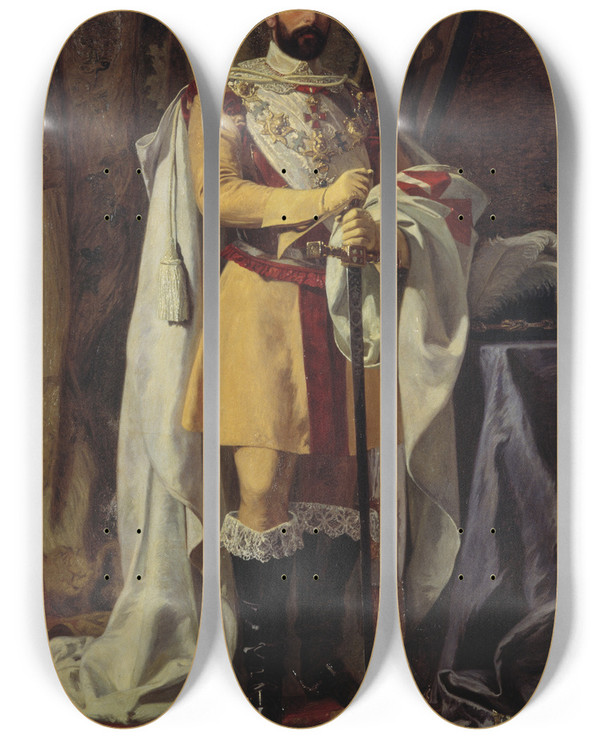 Triptych art skateboard deck of Johan Fredrik Hckert Karl Xv by Johan Fredrik Hockert (1826-1866)