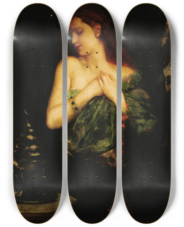 Triptych art skateboard deck of Jeanjosephbenjamin Constant Odalisque_1 by Jean-Joseph-Benjamin Constant (1845-1902)