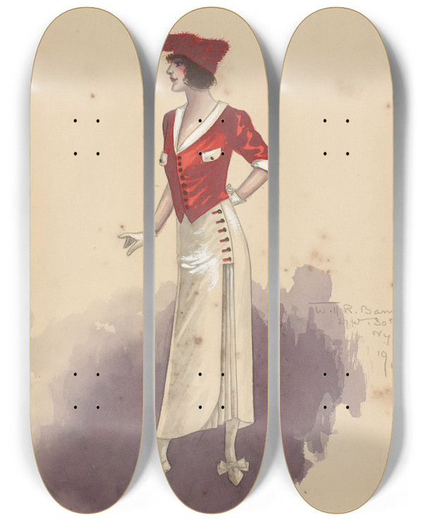 Triptych art skateboard deck of Will R Barnes Untitled_32 by Will R Barnes (1939)