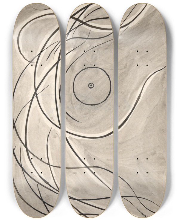 Triptych art skateboard deck of Abraham Walkowitz Dance Abstraction Isadora Duncan Or Rhythmicline_2 by Abraham Walkowitz (1878-1965)