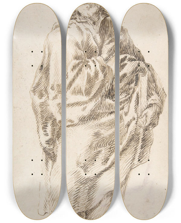Triptych art skateboard deck of Francisco Herrera The Elder An Apostle Holding A Book by Francisco Herrera The Elder (1576-1656)