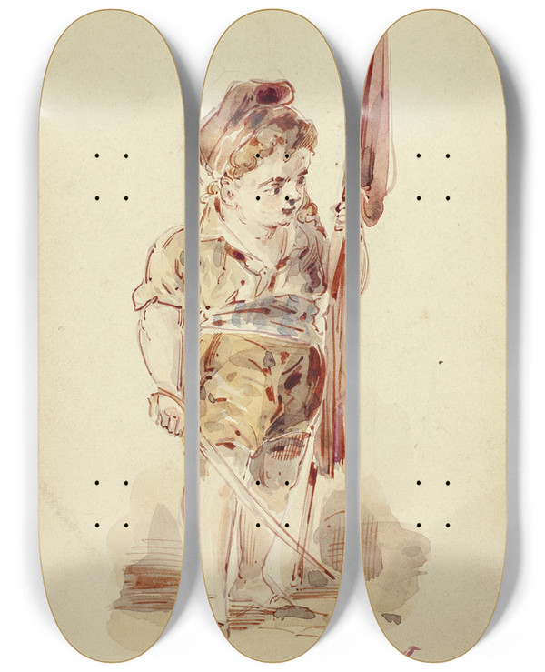 Triptych art skateboard deck of Dupenvant Flagbearer by Dupenvant (19-)
