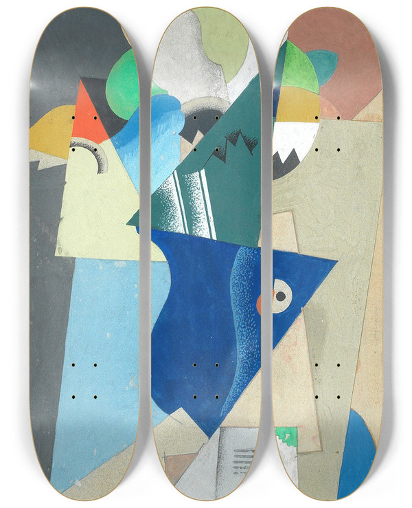 Triptych art skateboard deck of Georges Valmier Vase De Fleurs_1 by Georges Valmier (1885-1937)