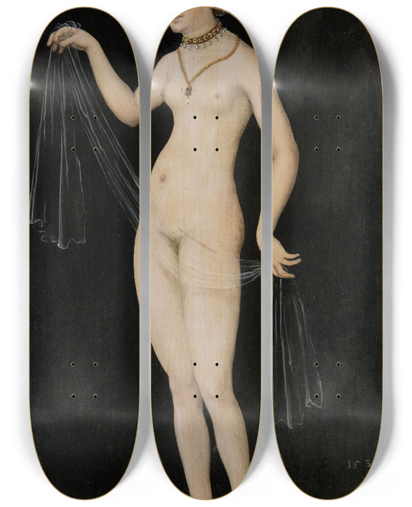 Triptych art skateboard deck of Lucas Cranach The Elder Venus_2 by Lucas Cranach The Elder (1472-1553)