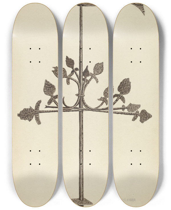 Triptych art skateboard deck of Ej Gilsleider Weather Vane by E.J. Gilsleider