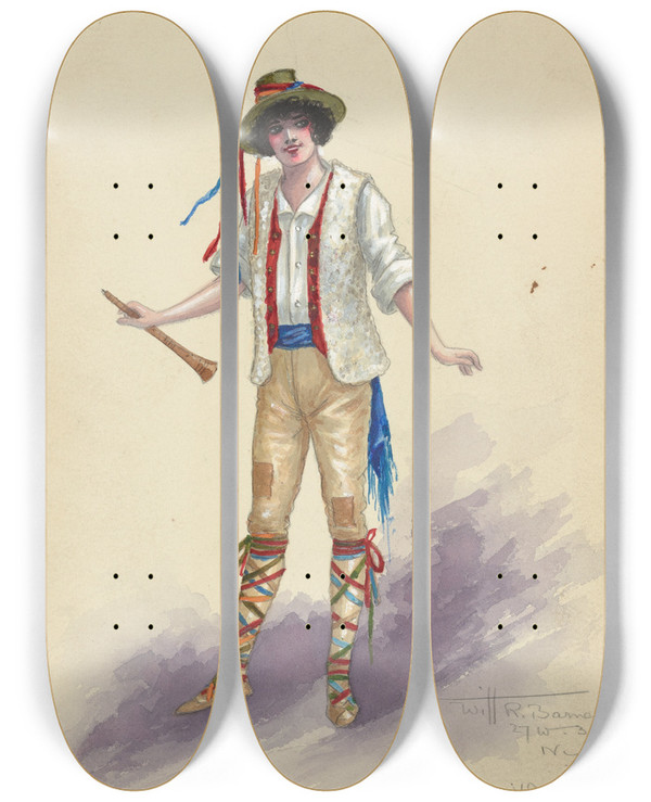 Triptych art skateboard deck of Will R Barnes Ddpeasant Boysact Ii by Will R Barnes (1939)