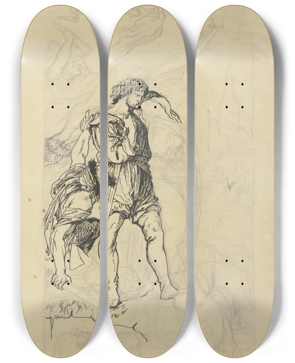Triptych art skateboard deck of Victor Mller Charles And Amalie_2 by Victor Muller (1829-1871)