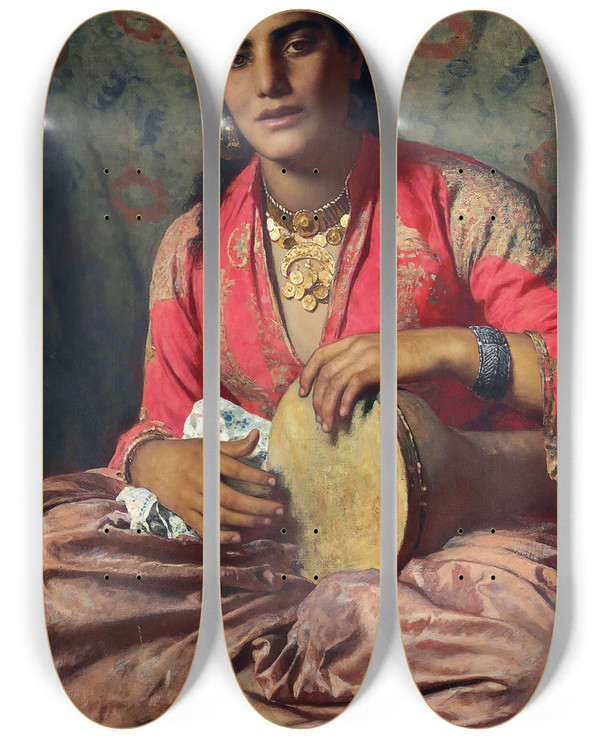 Triptych art skateboard deck of Leopold Carl Mller The Almeh by Leopold Carl Muller (1834-1892)