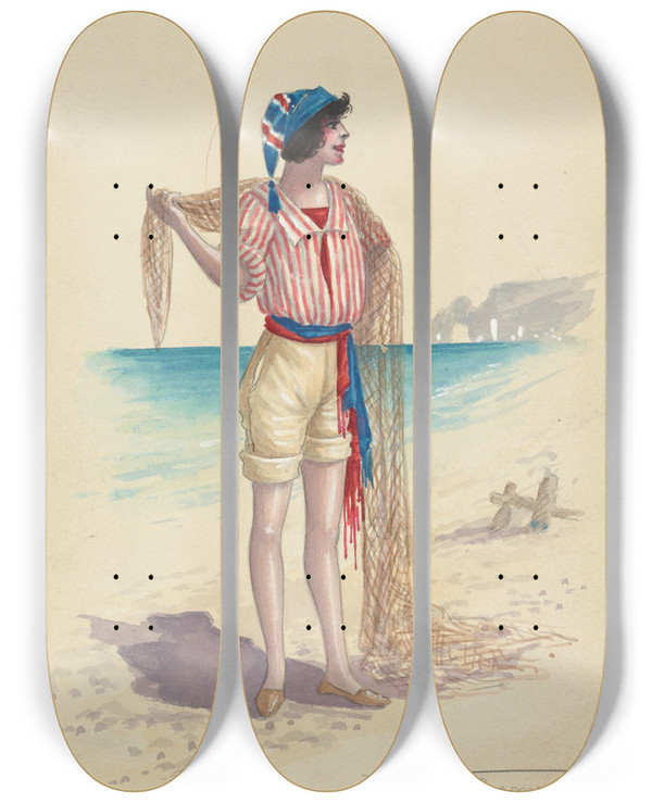 Triptych art skateboard deck of Will R Barnes A13Fisher Boysact Iii by Will R Barnes (1939)