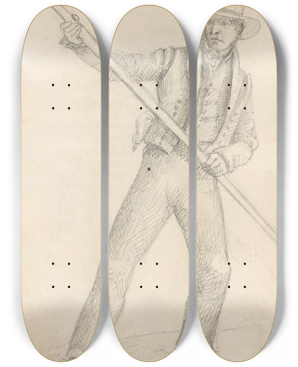 Triptych art skateboard deck of Adolph Tidemand Flter by Adolph Tidemand (1814-1876)