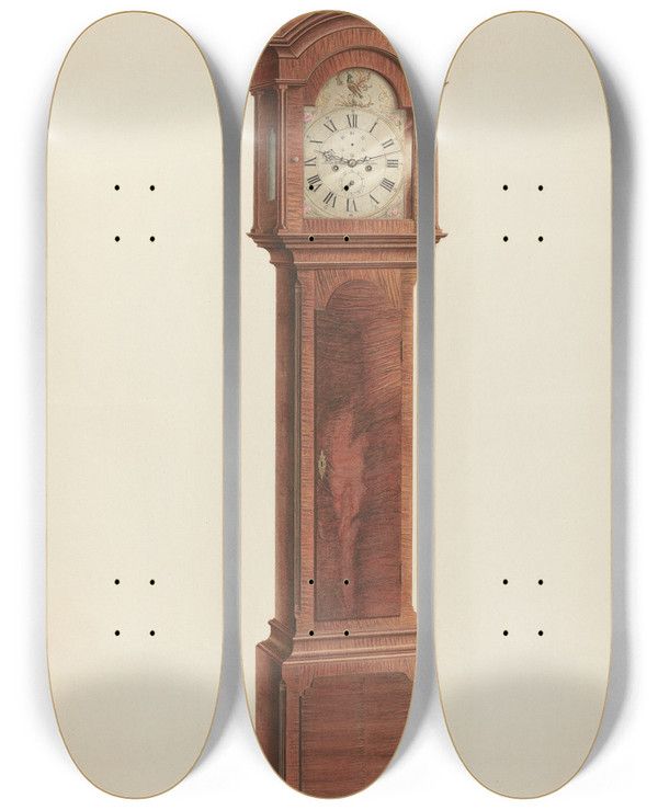 Triptych art skateboard deck of Ferdinand Cartier Tall Clock_2 by Ferdinand Cartier