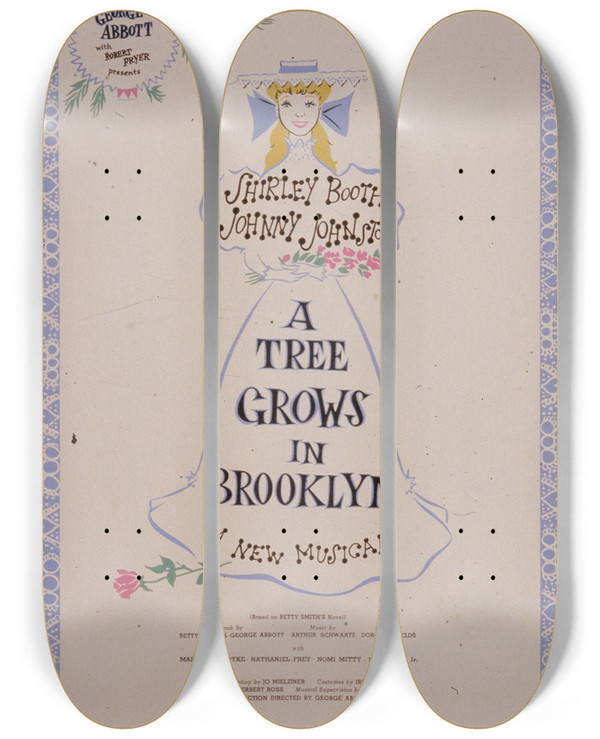 Triptych art skateboard deck of Artcraft Lithograph A Tree Grows In Brooklyn by Artcraft Lithograph (1905-1970)