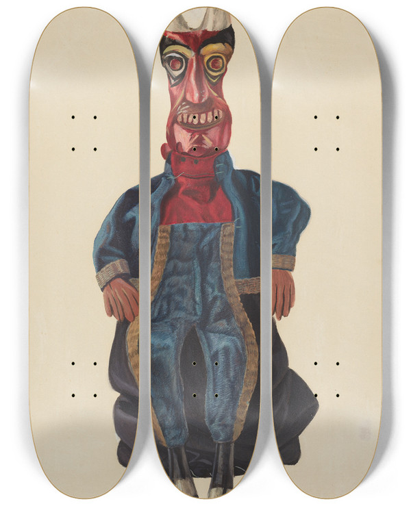 Triptych art skateboard deck of Florian Rokita Old Nick The Devil by Florian Rokita