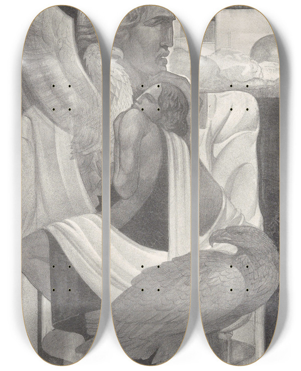 Triptych art skateboard deck of Adriaan Vant Hoff Uw Jeugd Vernieuwt Als Eens Arends by Adriaan Vant Hoff (1893-1939)