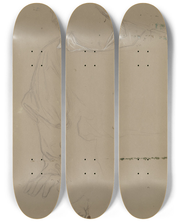 Triptych art skateboard deck of Victor Mller Hamlet Den Arm Aufsttzend by Victor Muller (1829-1871)