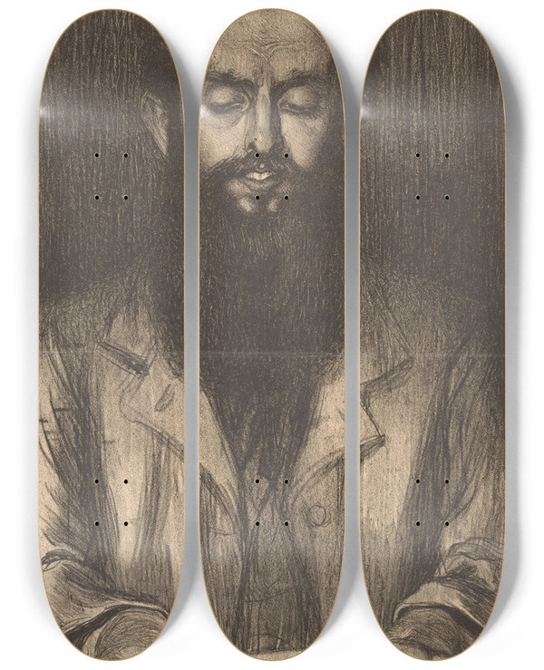 Triptych art skateboard deck of Albert Hahn Het Medium by Albert Hahn (1877-1918)