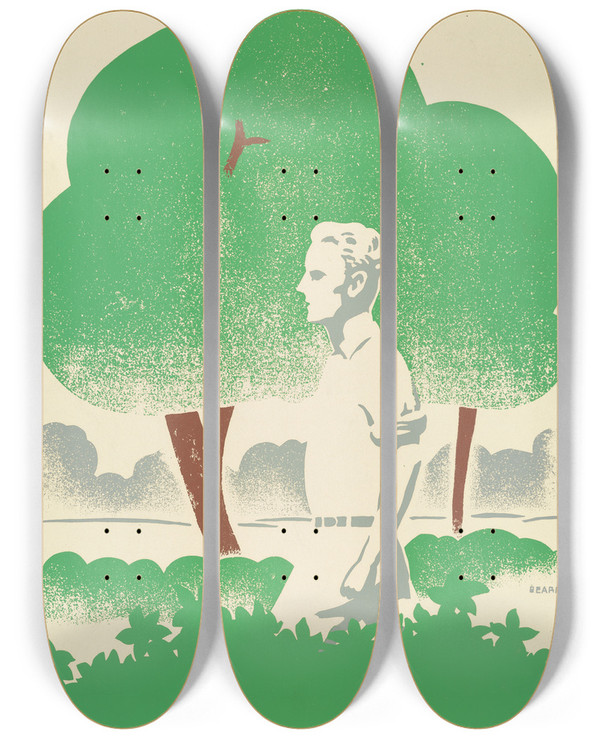 Triptych art skateboard deck of Beard Hiking by Beard (20-)