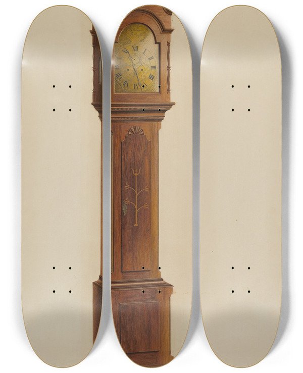 Triptych art skateboard deck of Ferdinand Cartier Tall Clock_1 by Ferdinand Cartier