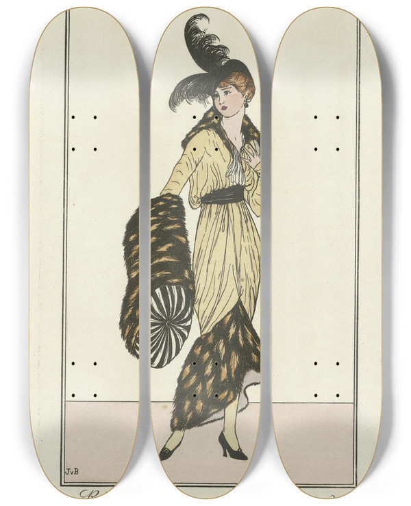 Triptych art skateboard deck of Jan Van Brock Robe De Satin by Jan Van Brock (19-20-)