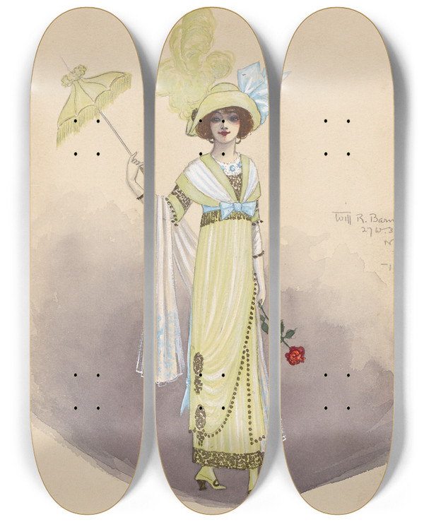 Triptych art skateboard deck of Will R Barnes Untitled_63 by Will R Barnes (1939)
