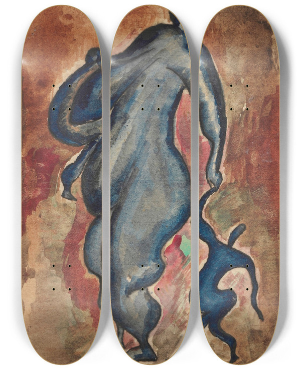 Triptych art skateboard deck of Zygmunt Waliszewski Black Mother by Zygmunt Waliszewski (1897-1936)