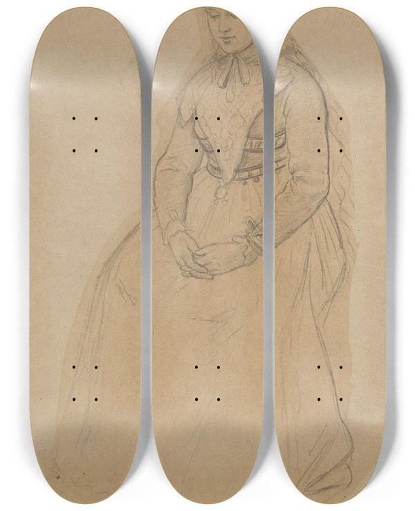 Triptych art skateboard deck of Adolph Tidemand Brud by Adolph Tidemand (1814-1876)