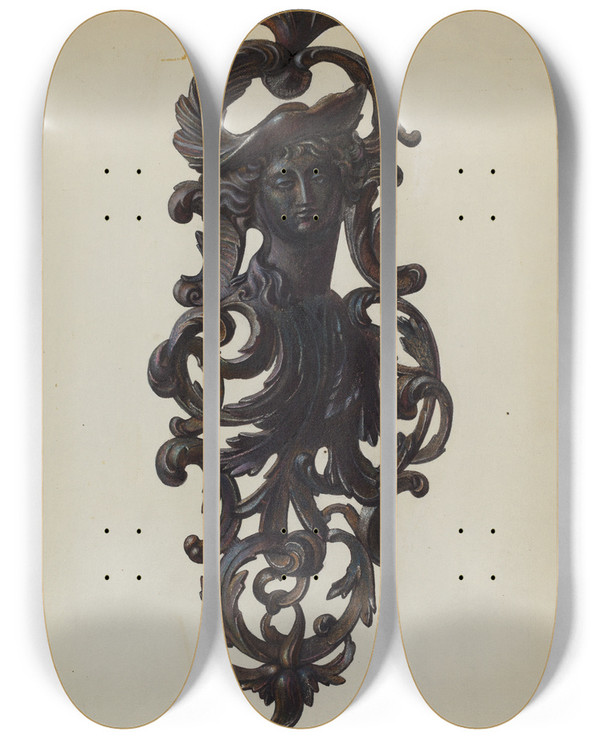 Triptych art skateboard deck of Chris Makrenos Match Holder_2 by Chris Makrenos (20-)