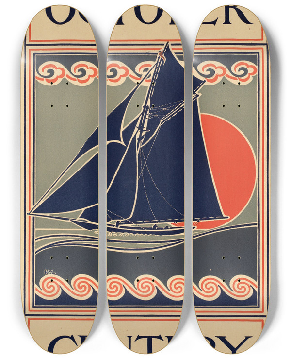 Triptych art skateboard deck of H M Lawrence October Century by H M Lawrence (1850-1900)