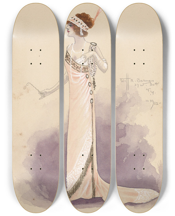 Triptych art skateboard deck of Will R Barnes Untitled_25 by Will R Barnes (1939)