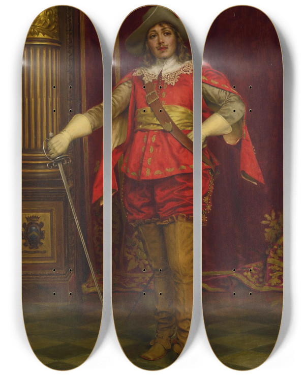 Triptych art skateboard deck of Frdric Soulacroix The Cavalier by Frederic Soulacroix (1858-1933)