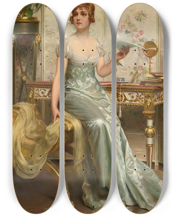 Triptych art skateboard deck of Frdric Soulacroix Correspondence by Frederic Soulacroix (1858-1933)