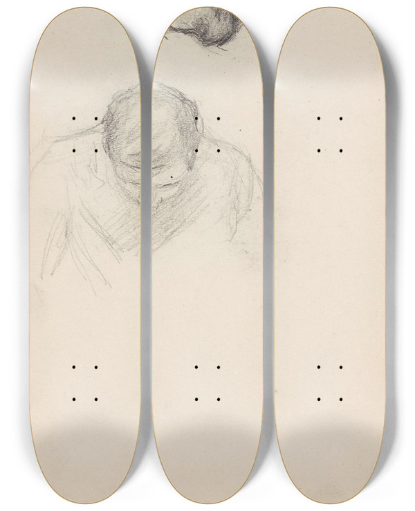 Triptych art skateboard deck of Signe Scheel Johan Christian Rder Scheel Bror by Signe Scheel (1860-1942)