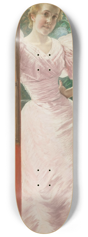 James Tissot - Portrait Of A Young Woman In A Conservatory 8.25 inch art skate deck