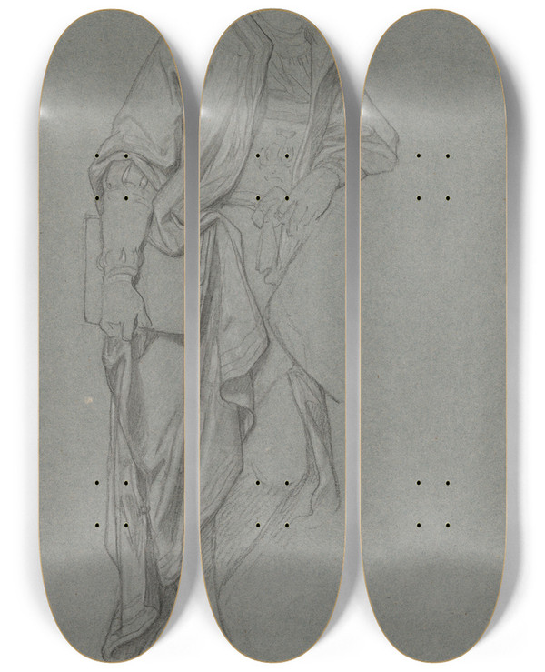 Triptych art skateboard deck of Nicaise De Keyser The Painter Jan Gossaert by Nicaise De Keyser (1813-1887)