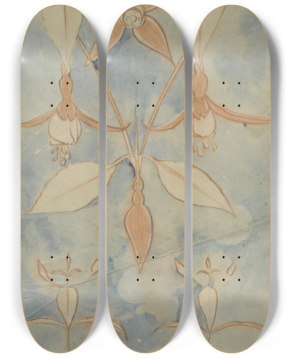Triptych art skateboard deck of Carel Adolph Lion Cachet Fuchsias by Carel Adolph Lion Cachet (1864-1945)
