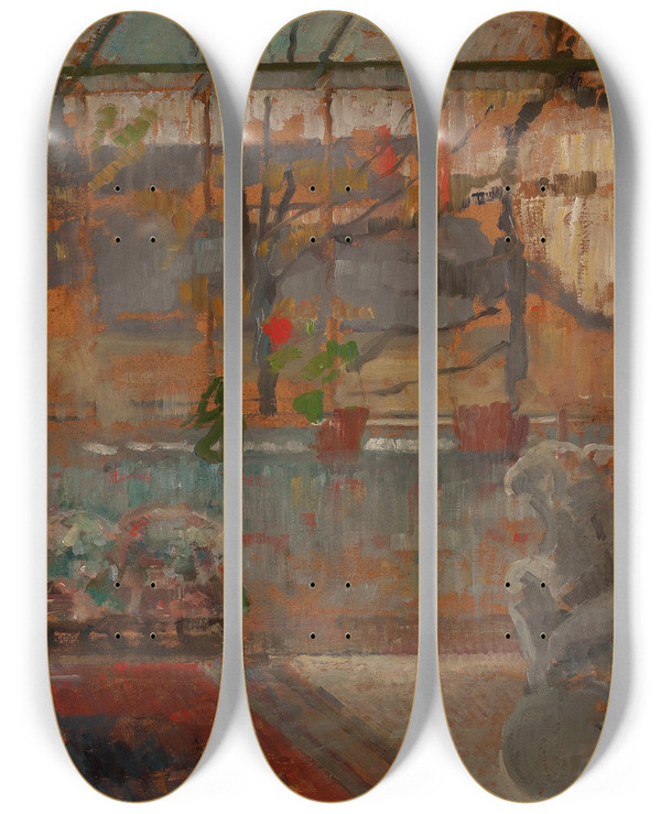 Triptych art skateboard deck of Olga Boznanska Studio Interior by Olga Boznanska (1865-1940)