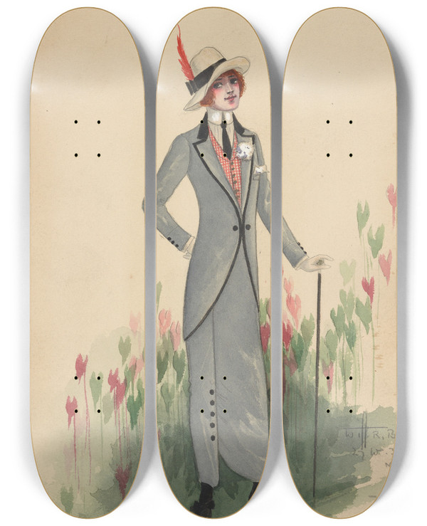 Triptych art skateboard deck of Will R Barnes Act I8 School Teachers by Will R Barnes (1939)