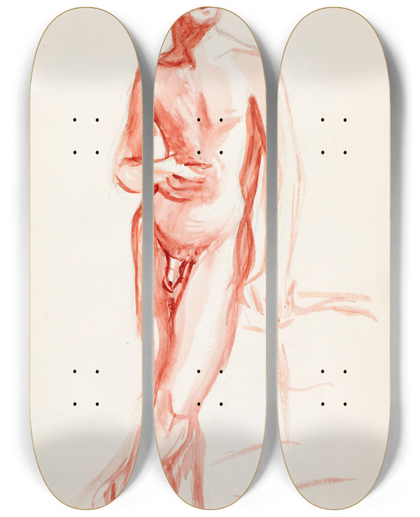 Triptych art skateboard deck of Magnus Enckell Poseeraava Alaston Mies by Magnus Enckell (1870-1925)