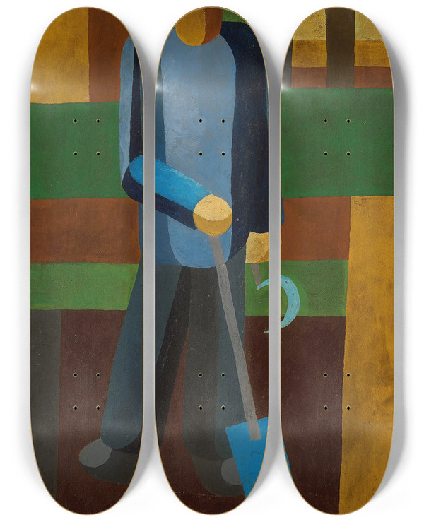 Triptych art skateboard deck of Franz Wilhelm Seiwert Der Grtner by Franz Wilhelm Seiwert (1894-1933)