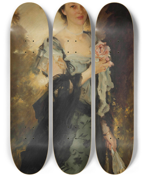 Triptych art skateboard deck of John Singer Sargent Mrs William Crowninshield Endicott Jr by John Singer Sargent (1856-1925)