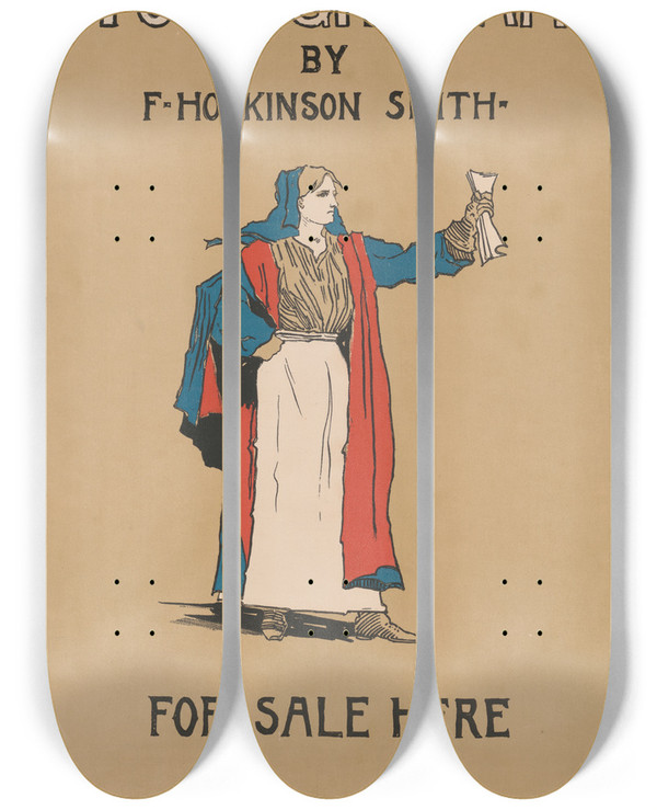 Triptych art skateboard deck of Frank Berkeley Smith Tom Grogan By F Hopkinson Smith by Frank Berkeley Smith (1869-1931)