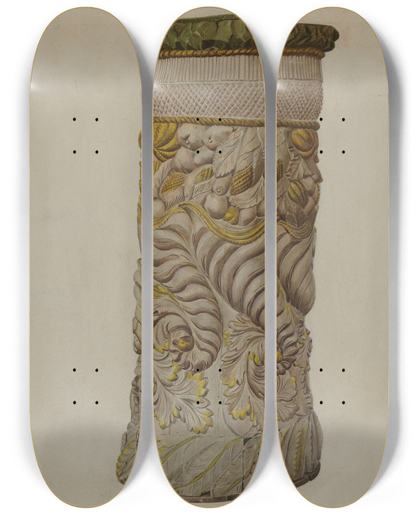 Triptych art skateboard deck of Lucille Chabot Mast Sheath_1 by Lucille Chabot
