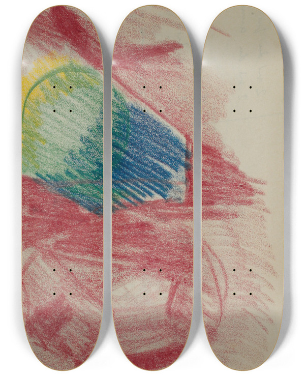 Triptych art skateboard deck of Edvard Munch Untitled 8 by Edvard Munch (1863-1944)