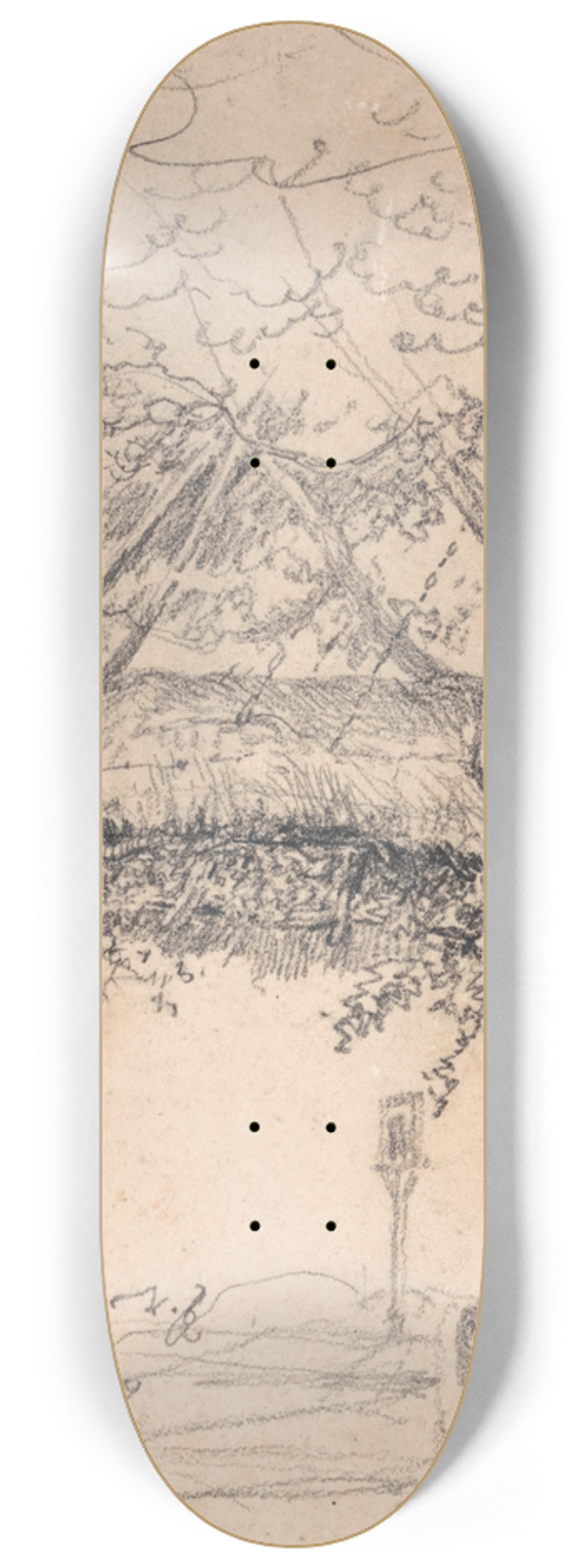 James Ward - A Thatched Shelter Suspended from a Tree 8.25 inch art skate deck