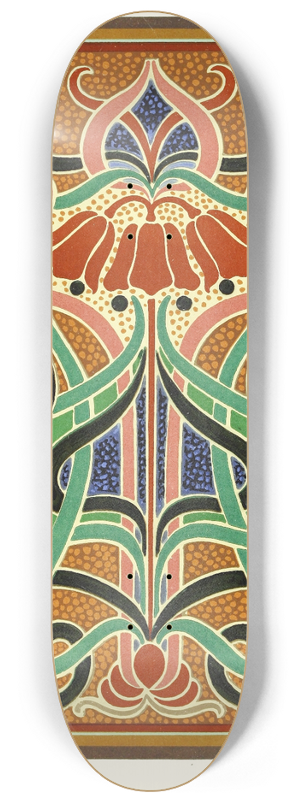 James Ward - Design showing Analysis of Colour in a Peacocks Plumage 8.25 inch art skate deck